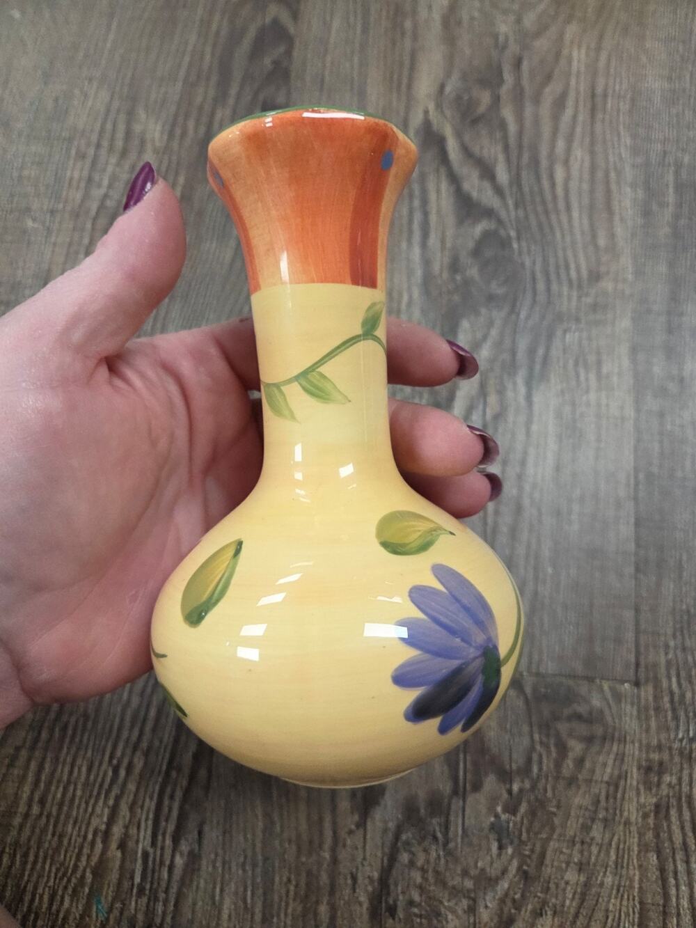 Pfaltzgraff Napoli Handpainted Earthenware Mini Bud Flower Vase 5.5" Tall